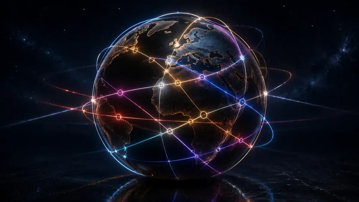 Ten colour-coded planetary lines crossing a world map in an astrocartography calculator